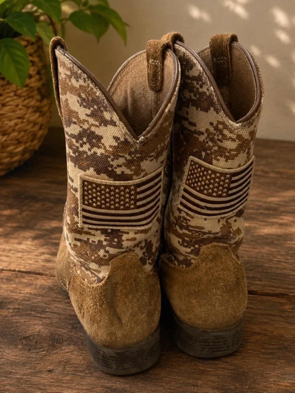 Ariat Kids Sport Patriot Western Boots Youth 13 Camo American Flag Leather